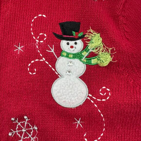 Vintage Classic Elements Christmas Zip Up Cardigan Sweater Size Small Snowman - Picture 5 of 8
